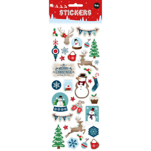 CHRISTMAS STICKERS - SNOWMEN AND REINDEERS WITH GLITTER