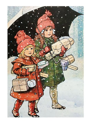 Children with gifts - Retro Christmas poster - Jenny Nystrøm