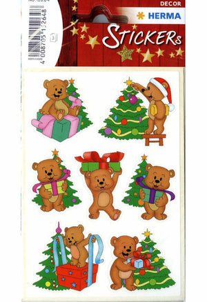Cute Christmas Teddy Bears - Stickers