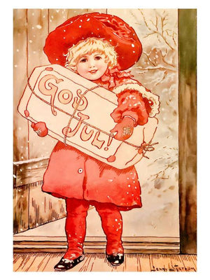 Merry Christmas girl - Retro Christmas poster - Jenny Nystrøm