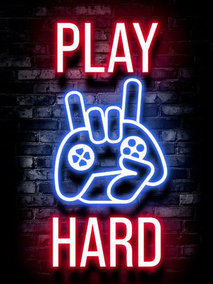 Neon Gaming Poster - Play Hard