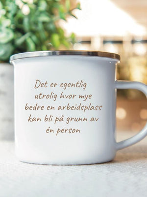 Enamel mug for a colleague