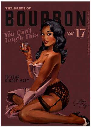 Babes of Bourbon kan ikke røre dette. Sexet retro pin up pige whisky kunst