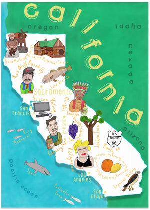 Illustrated map of California