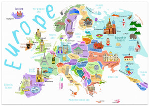 Illustrated map of Europe for children