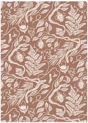 Cabincore Scene Pattern - Mocha Mousse