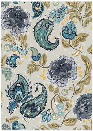 Floral Heritage paisley hazy blue pattern
