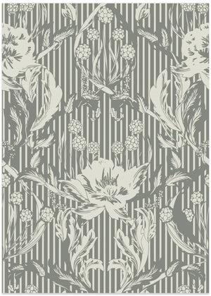 Floral Heritage Morris monochrome stripes gray pattern
