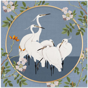 White Egrets Floral Circle