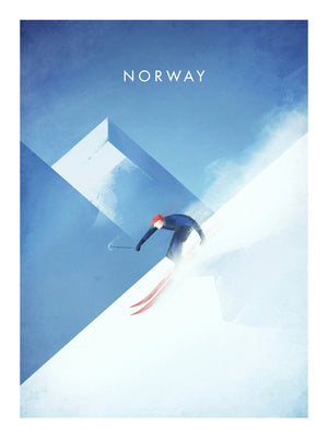Ski in Norway - Art poster by Henry Rivers