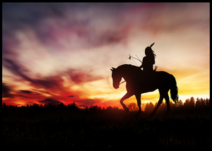 Indian on horse - poster