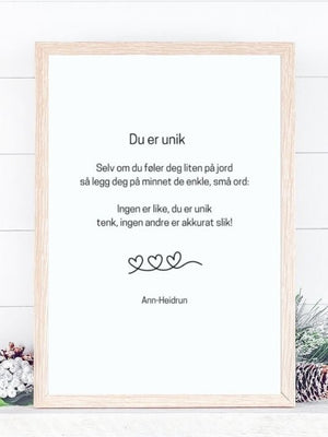 Du er unik - Plakatbar.no