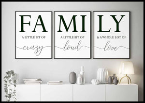 Familie - 3 stilfulle plakater - Plakatbar.no