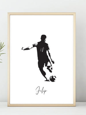 Fotballspiller Nummer 10 med eget navn - Plakat - Plakatbar.no