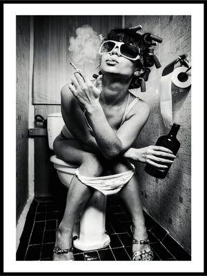 Girl Smoking In Toilet Poster