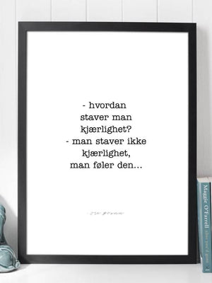 Hvordan staver man Kjærlighet? Varm Plakat - Plakatbar.no