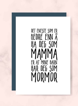 Kopi av Verdens beste Mamma/Mormor kort - Plakatbar.no
