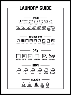 Laundry guide hvit poster - Plakatbar.no