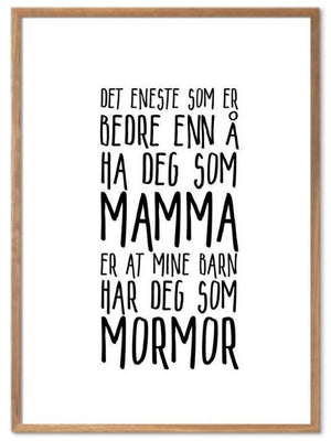 Mamma og Mormor poster. Koselig plakat som skaper god stemning - Plakatbar.no