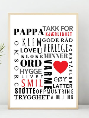 Ordplakat til pappa - Plakatbar.no