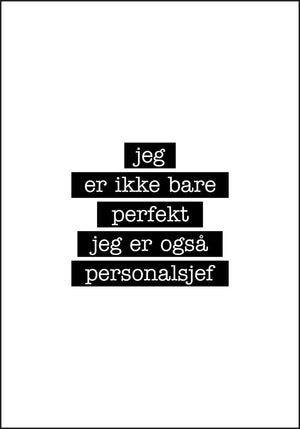 Personalsjef - Jeg er ikke bare perfekt Plakat - Plakatbar.no