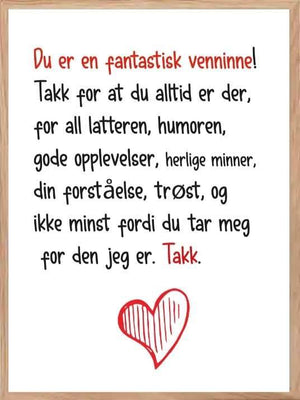 Plakat til venninne - Plakatbar.no