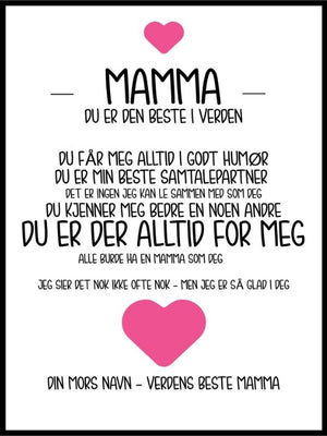 Poster til mamma med eget navn