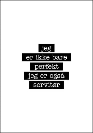 Servitør - Jeg er ikke bare perfekt Plakat - Plakatbar.no