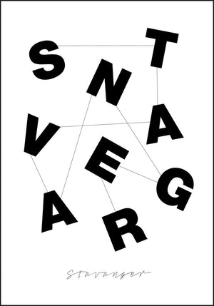 Stavanger - Typografi Plakat - Plakatbar.no