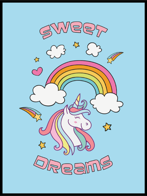 Sweet Dreams - Enhjørning og regnbue - plakat - Plakatbar.no