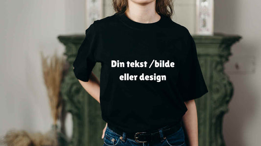 Design din egen t-skjorte med bilde, tekst eller design