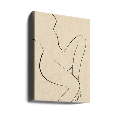 Minimal line art sitting nude