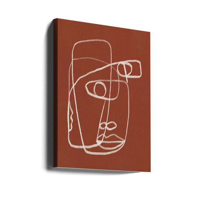 Line art abstract portrait terracotta 02