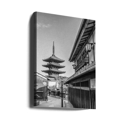 Historic Kyoto with Yasaka Pagoda - monochrome