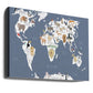 Educational world map with animals in English for children