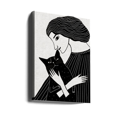 Cat Lady with Black Cat