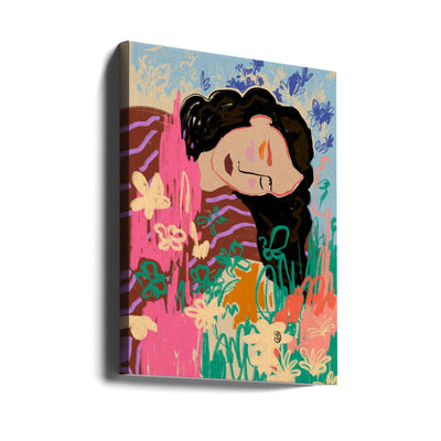 Expressive Figure Surrounded By Colorful Flowers