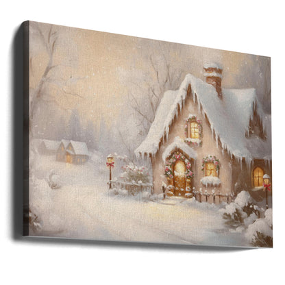 Snowy Cottage at Dusk