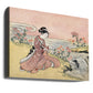 Japanese Woman Picking Chrysanthemum (1725 1770) Vintage Woodblock Print