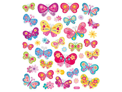Sommerfugler med glitter - stickers - Klistremerker