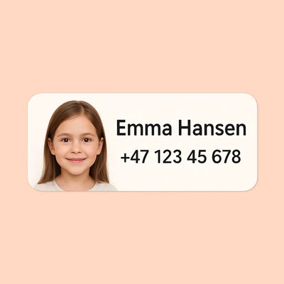 Merkelapper med navn og bilde