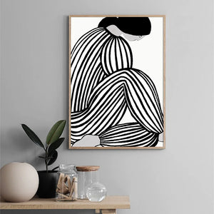 Black And White Abstract Striped Woman