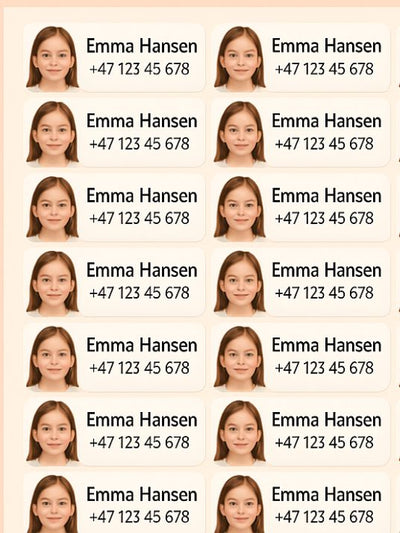 Merkelapper med navn og bilde