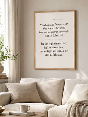 Vem kan segla förutan vind? – Svensk tekstplakat