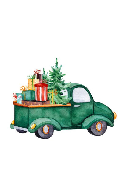 Green Christmas Car - Christmas Poster