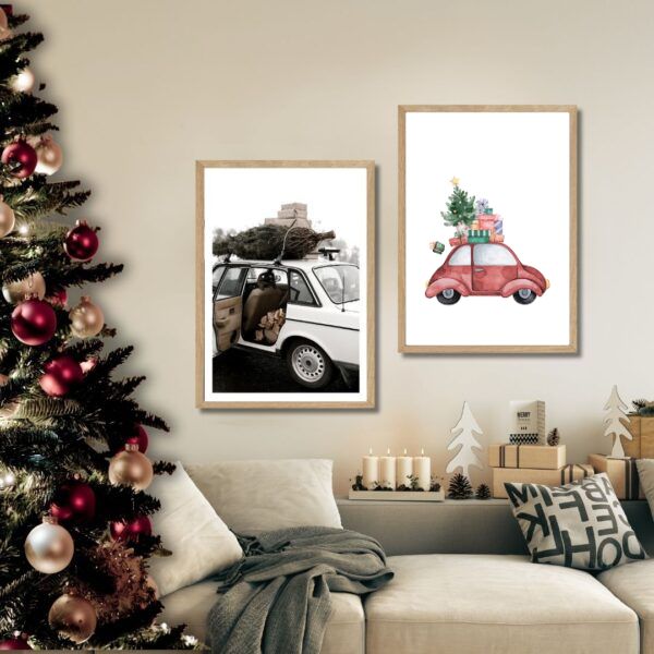Red Christmas Car - Juleplakat