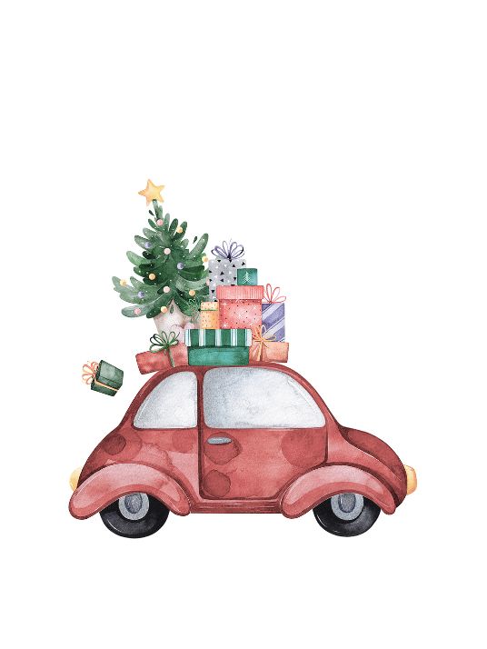 Red Christmas Car - Juleplakat