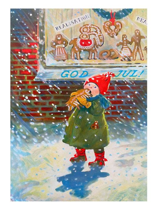 Barn spiser - Retro juleplakat - Jenny Nystrøm