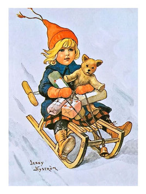 Barn aker - Retro juleplakat - Jenny Nystrøm