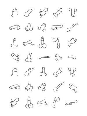 Forskjellige peniser - Line Art Plakat